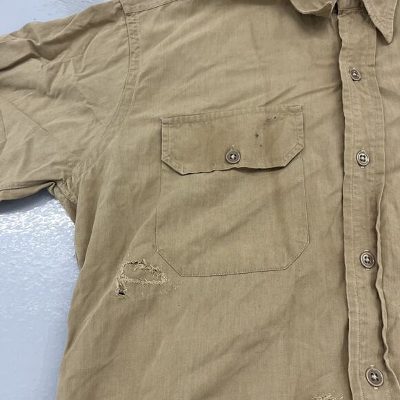 Vintage 50s Regulation Sanforized Military Tan Shirt - Picture 2 of 4